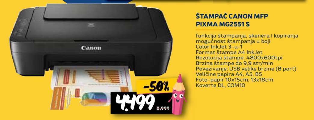 ŠTAMPAČ CANON MFP PIXMA MG2551 S