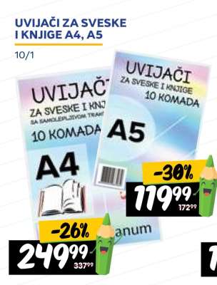 UVIJAČI ZA SVESKE I KNJIGE A4, A5