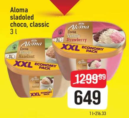 Aloma sladoled choco, classic 3 l