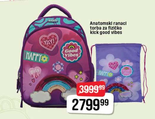 Anatomski ranac torba za fizičko kick good vibes