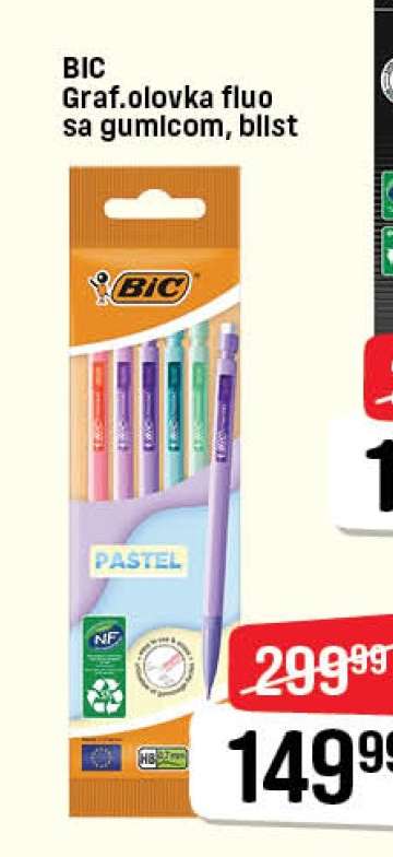 BIC Grafitna olovka fluo sa gumicom, blister