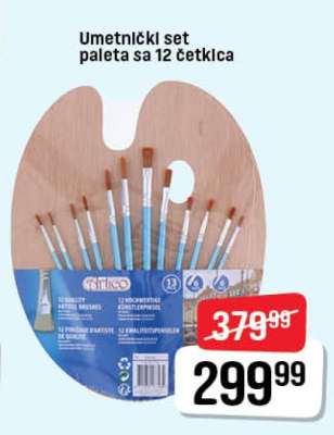 Umetnički set paleta sa 12 četkica