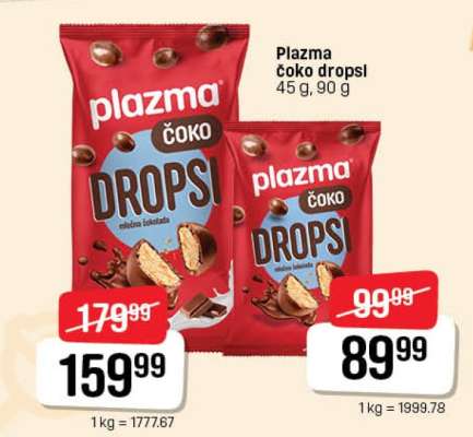 Plazma čoko dropsi 45 g, 90 g