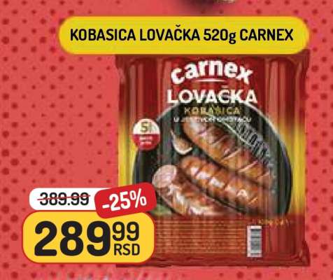 Kobasica Lovačka 520g Carnex