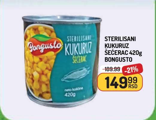 STERILISANI KUKURUZ ŠEĆERAC 420g BONGUSTO