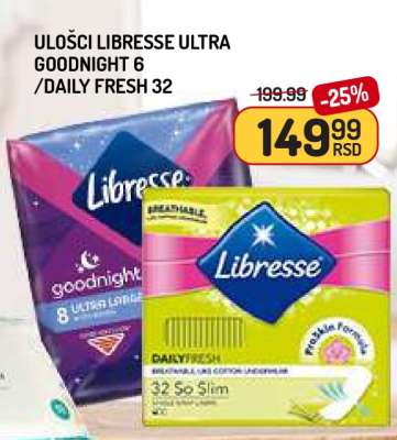 Ulošci Libresse Ultra Goodnight 6 / Daily Fresh 32