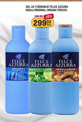 Gel za tuširanje Felce Azzura 650ml Original/Argan/Fresco