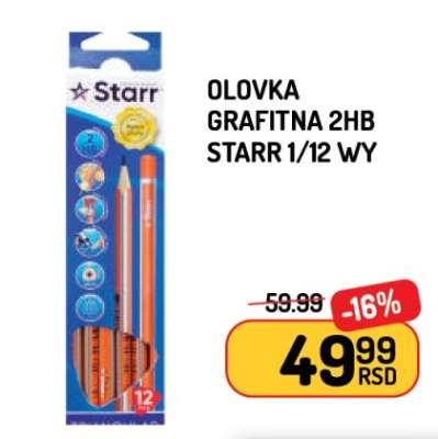 Olovka Grafitna 2HB Starr 1/12 WY