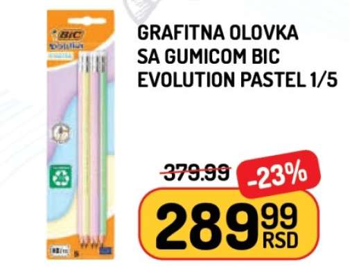 Grafitna olovka sa gumicom BIC Evolution Pastel 1/5