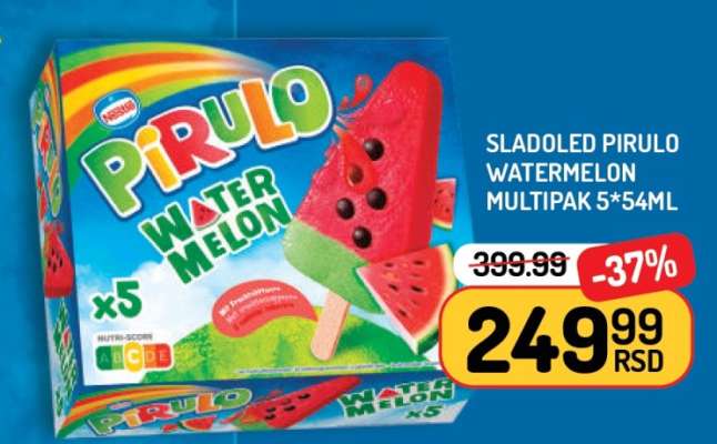 Sladoled Pirulo Watermelon Multipak 5*54ml