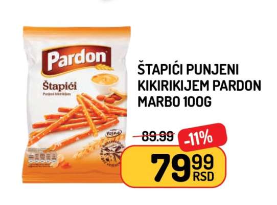 Štapići punjeni kikirikijem Pardon Marbo 100g