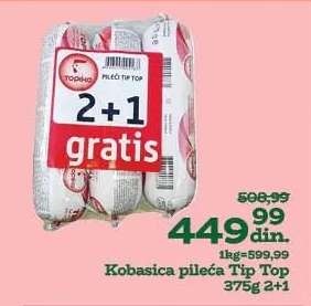 Kobasica pileća Tip Top 375g 2+1
