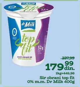 Sir obrani top fit 0% m.m. Dr Milk 400g