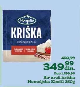 Sir zreli kriška homoljska Ekofil 250g