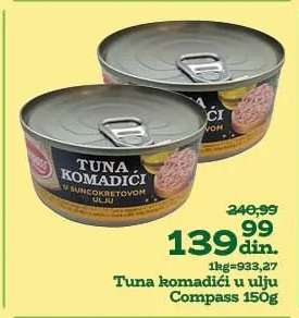 Tuna komadići u ulju Compass 150g