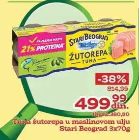 Tuna žutorepa u maslinovom ulju Stari Beograd 3x70g