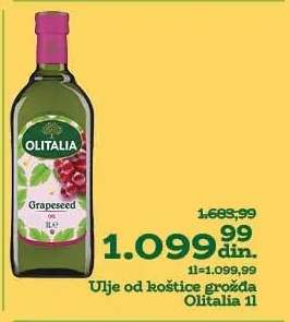Ulje od koštice grožđa Olitalia 1l
