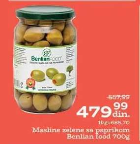 Masline zelene sa paprikom Benlian food 700g