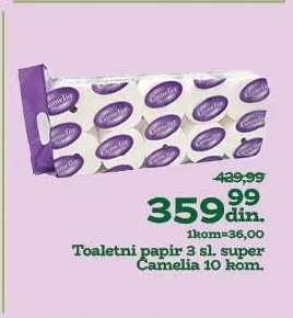 Toaletni papir 3 sl. super Camelia 10 kom.