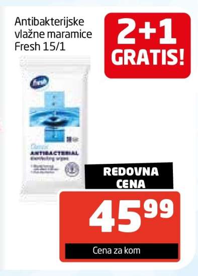 Antibakterijske vlažne maramice Fresh 15/1