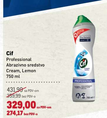 Cif Professional Abrazivno sredstvo Cream, Lemon 750 ml