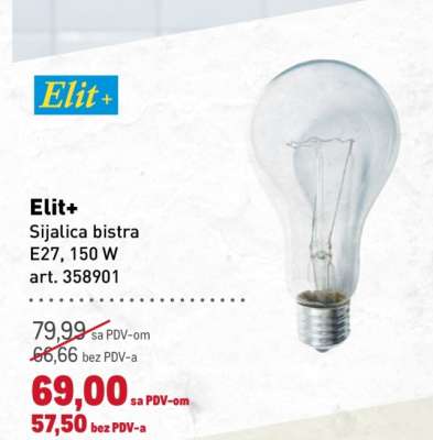 Elit+ Sijalica bistra E27, 150 W