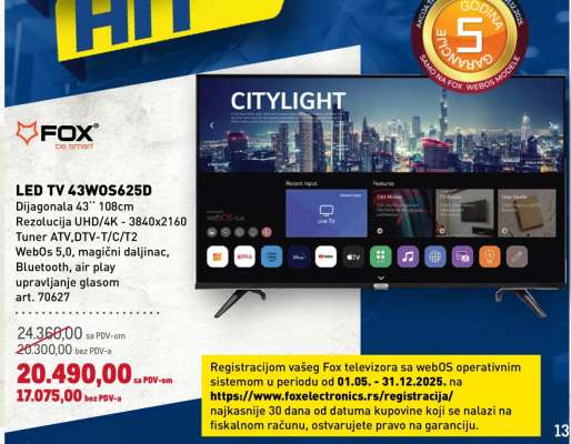 LED TV 43WOS625D