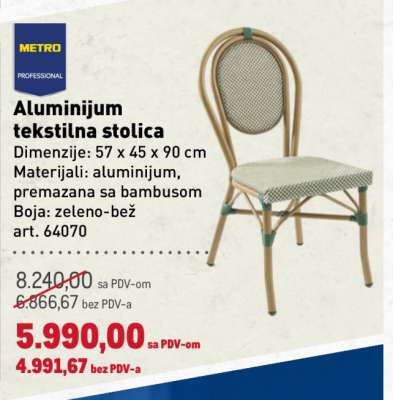 Aluminijum tekstilna stolica
