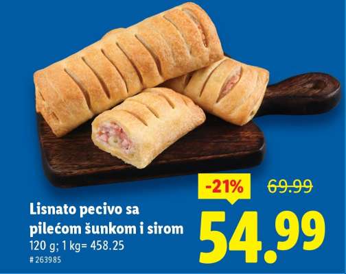 Lisnato pecivo sa pilećom šunkom i sirom