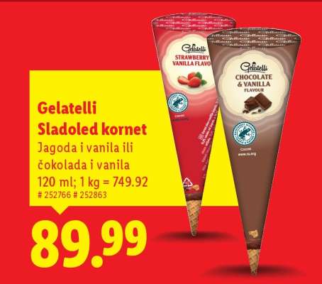Gelatelli Sladoled kornet