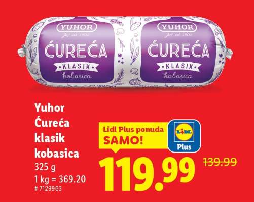 Yuhor Ćureća klasik kobasica