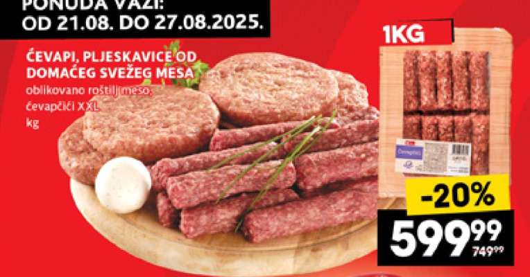 ĆEVAPI PLJESKAVICE OD DOMAĆEG SVEŽEG MESA