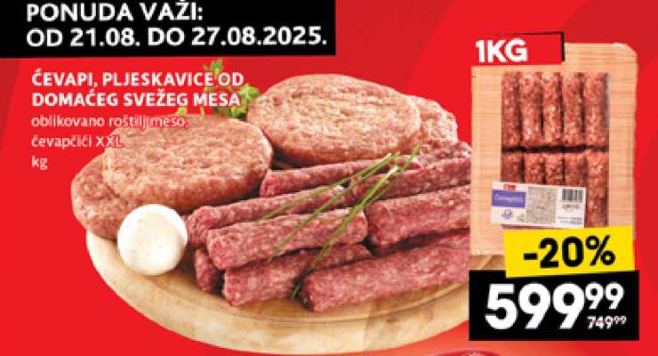 ĆEVAPI PLJESKAVICE OD DOMAĆEG SVEŽEG MESA