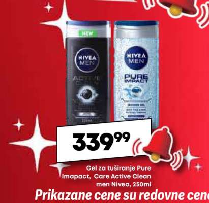 Gel za tuširanje Pure Imapact, Care Active Clean men Nivea, 250ml