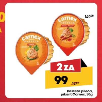 Pašteta pileća, pikant Carnex, 50g