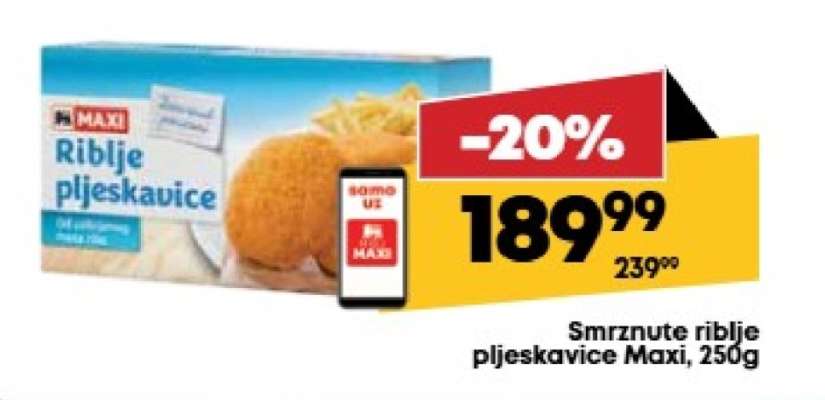 Smrznute riblje pljeskavice Maxi, 250g