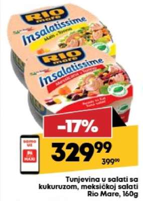 Tunjevina u salati sa kukuruzom , meksičkoj salati Rio Mare 160g