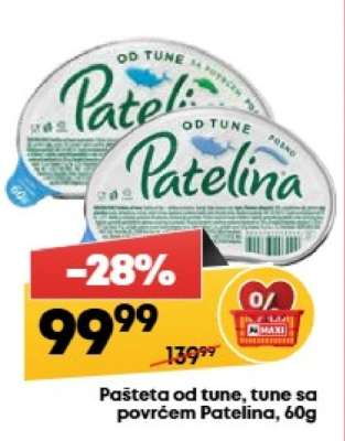 Pašteta od tune, tune sa povrćem Patelina, 60g