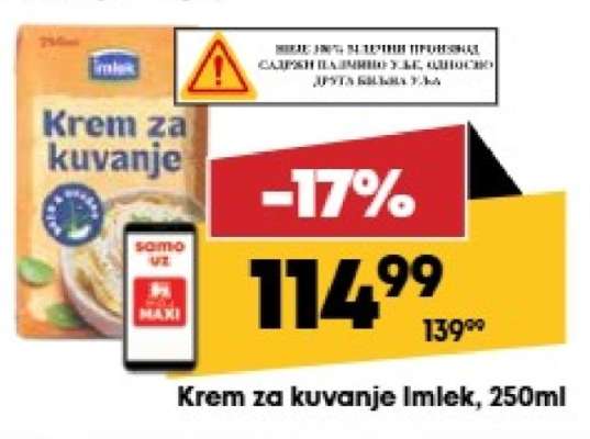 Krem za kuvanje Imlek, 250ml