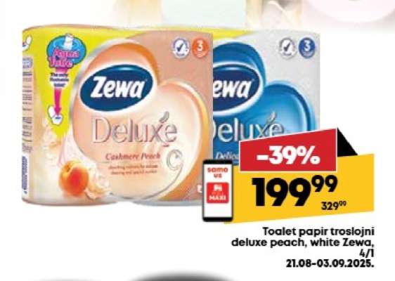 Toalet papir troslojni deluxe peach, white Zewa, 4/1