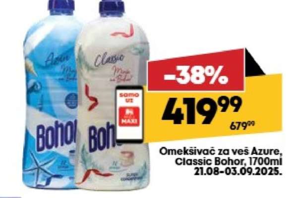 Omekšivač za veš Azure, Classic Bohor, 1700ml