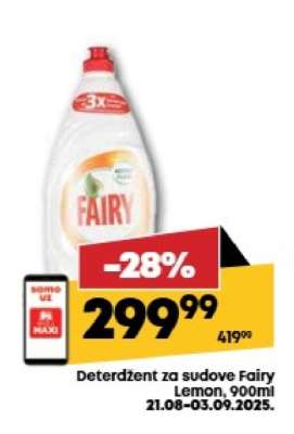 Deterdžent za sudove Fairy Lemon, 900ml