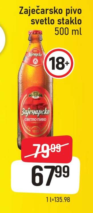 Zaječarsko pivo svetlo staklo