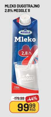 MLEKO DUGOTRAJNO 2.8% MEGGLE 1L