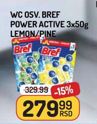 WC OSV. BREF POWER ACTIVE 3x50g LEMON/PINE