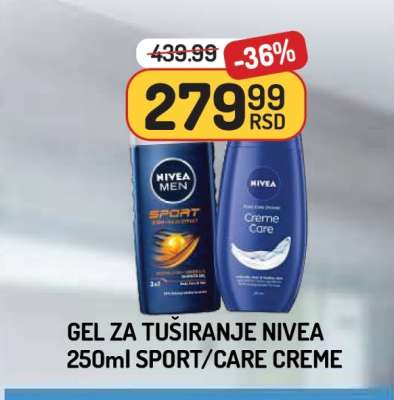 GEL ZA TUŠIRANJE NIVEA 250ml SPORT/CARE CREME