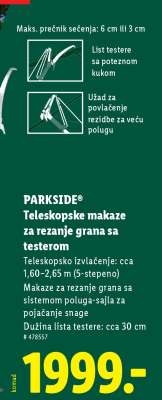 PARKSIDE Teleskopske makaze za rezanje grana sa testerom