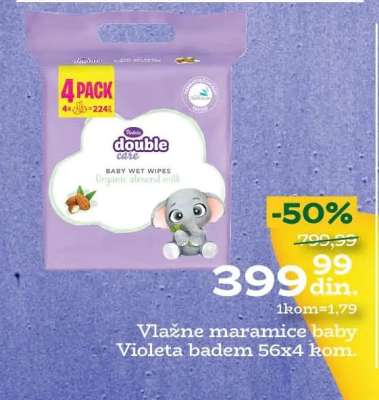 Vlažne maramice baby Violeta badem 56x4 kom.