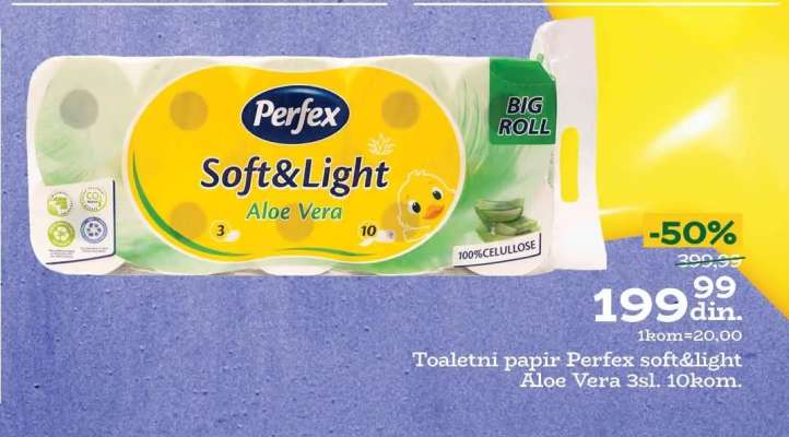 Toaletni papir Perfex soft&light Aloe Vera 3sl. 10kom.
