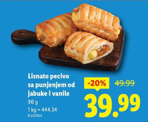 Lisnato pecivo sa punjenjem od jabuke i vanile